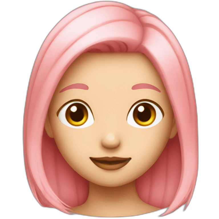 Girl peach with pink hair emoji