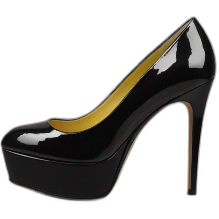 One Black Patent Leather Daffodile Platform Heels emoji