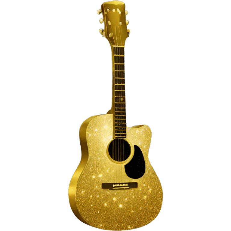 Gold sparkly acoustic guitar emoji