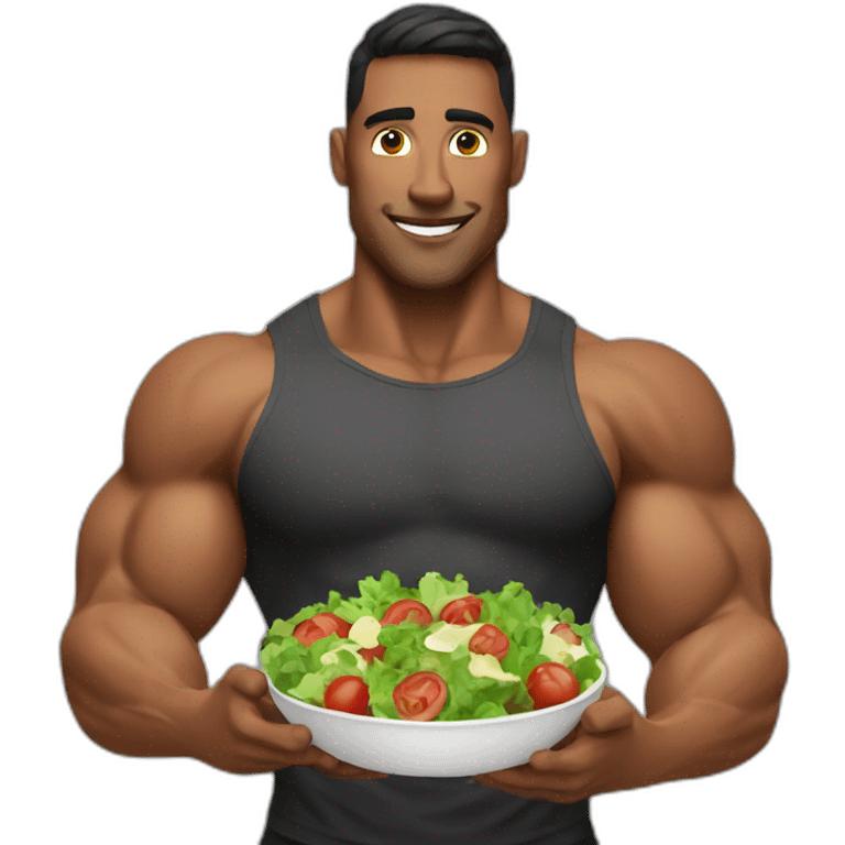 muscular guy enjoying salad emoji