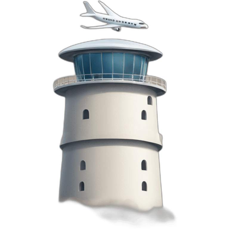 Plane in a tower emoji