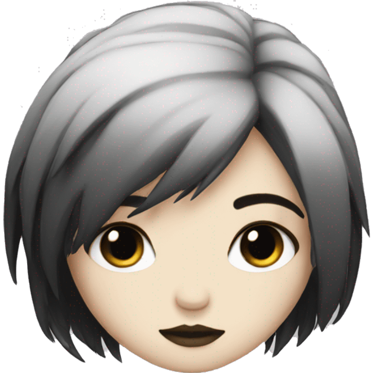 emo female white skin black hair emoji