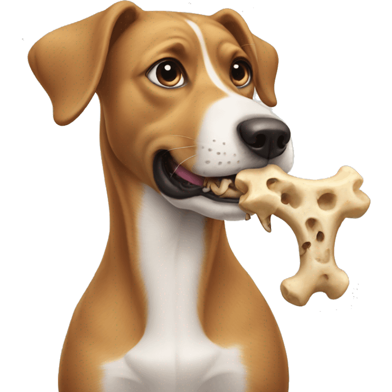 Dog eating bones emoji