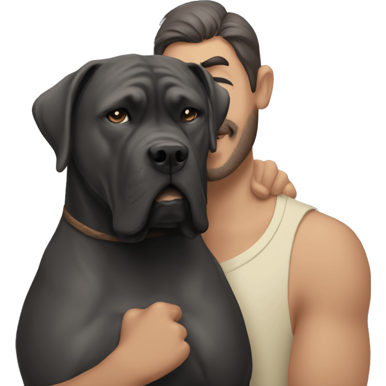 Man snuggling cane corso emoji