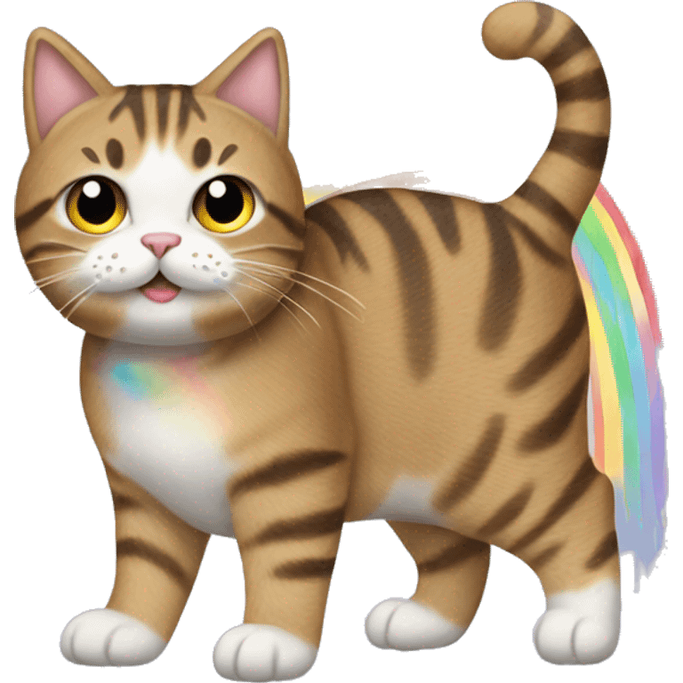 Tabby cat with poptart body pooping rainbows emoji