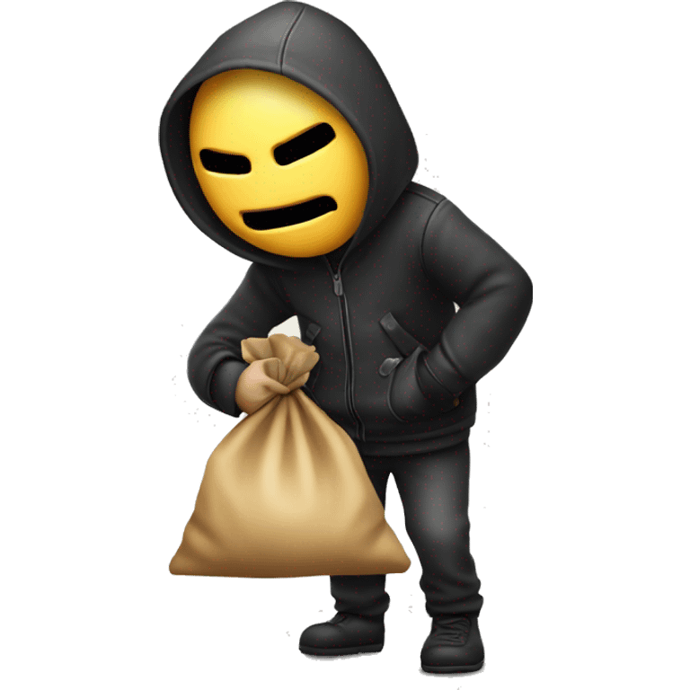 Thief stealing money bag with the words Top Tier stitched in it emoji