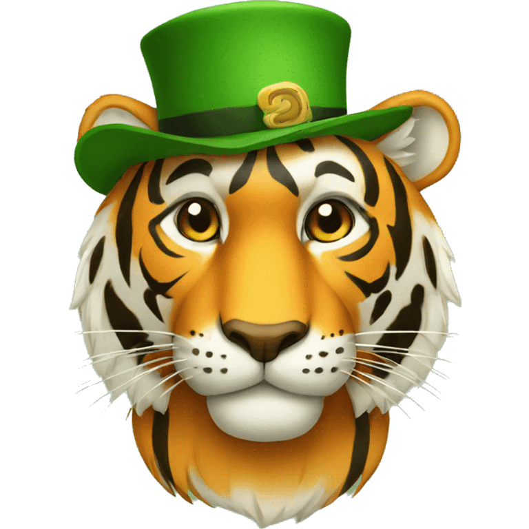 tiger in Irish hat emoji