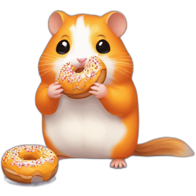 an orange hamster eating one donut, pixelart emoji