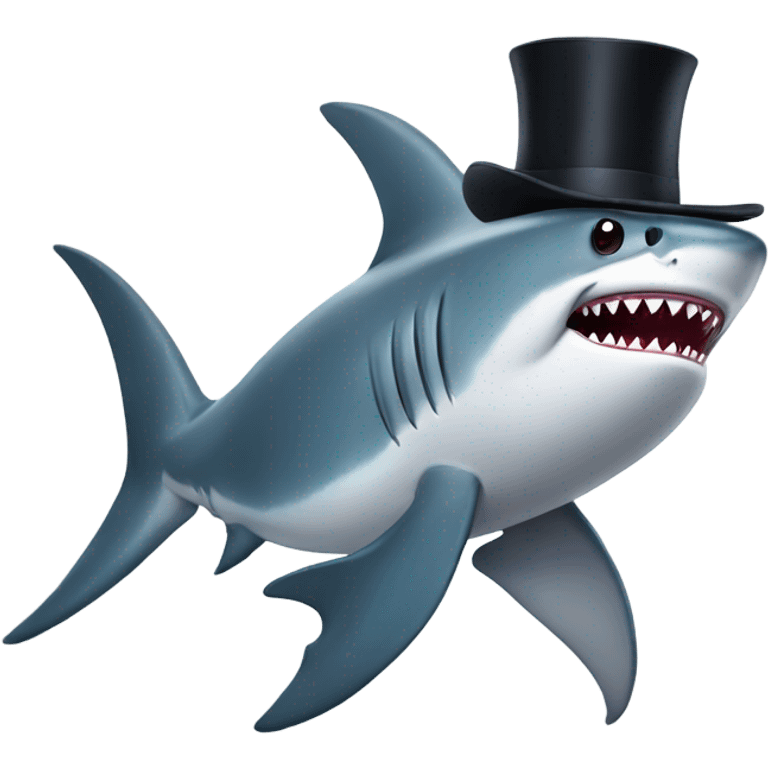 Shark with a top hat emoji