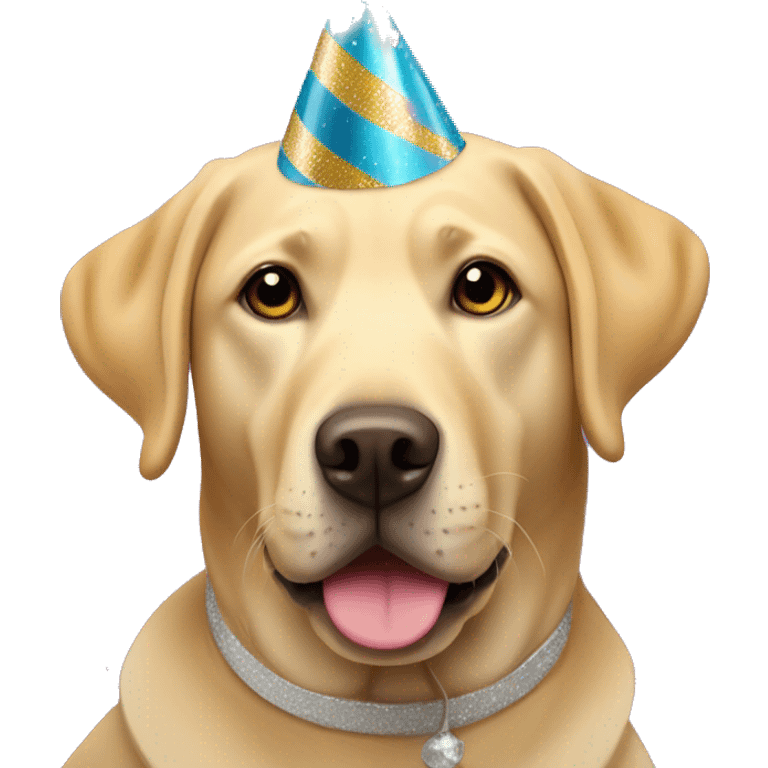 Labrador wearing new years eve Party hat emoji