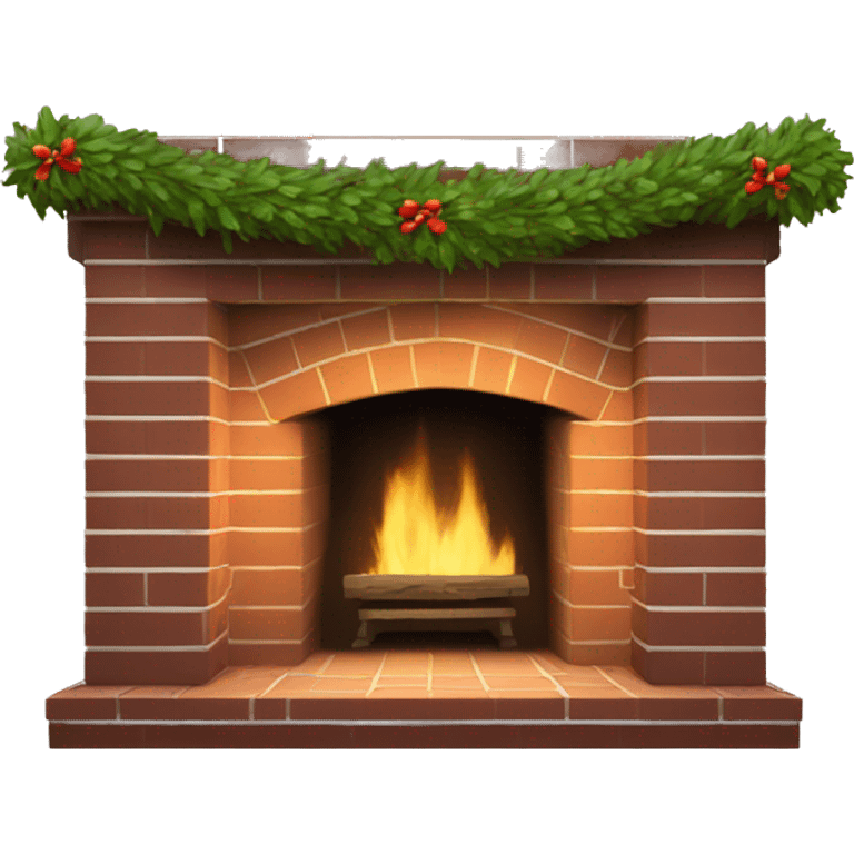 Brick Fireplace with wreath  emoji