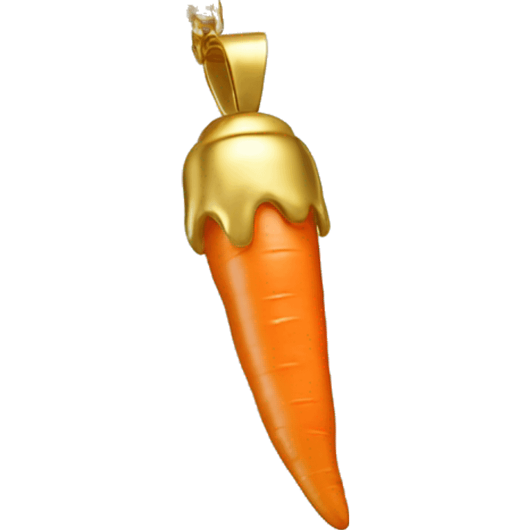 Realistic Metallic gold chain with metallic gold carrot pendant on it. emoji