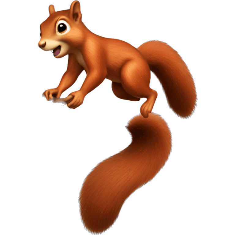 Red squirrel jumping from one tree to another emoji