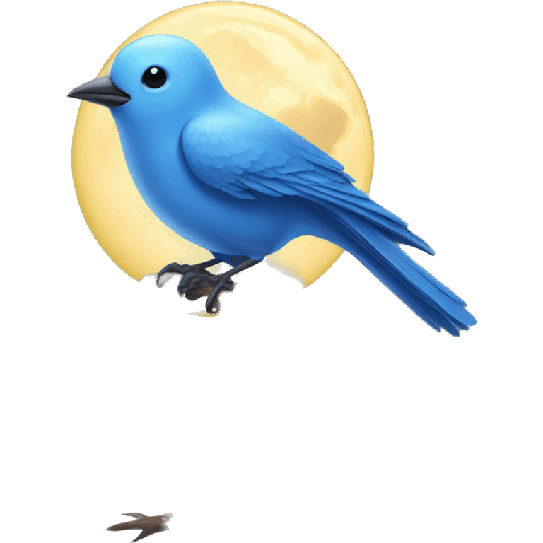 Mystic blue bird with the full moon emoji