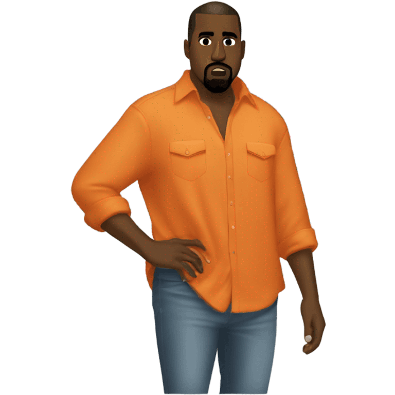 kanye west vestido Con una camisa naranja que tenga un zorro y sea una camisa de fútbol emoji