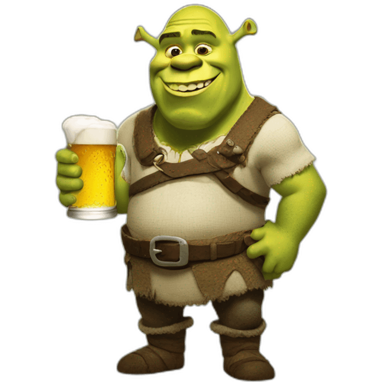 Shrek holding beer emoji