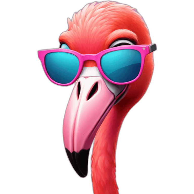 cool flamingo with sun glasses emoji