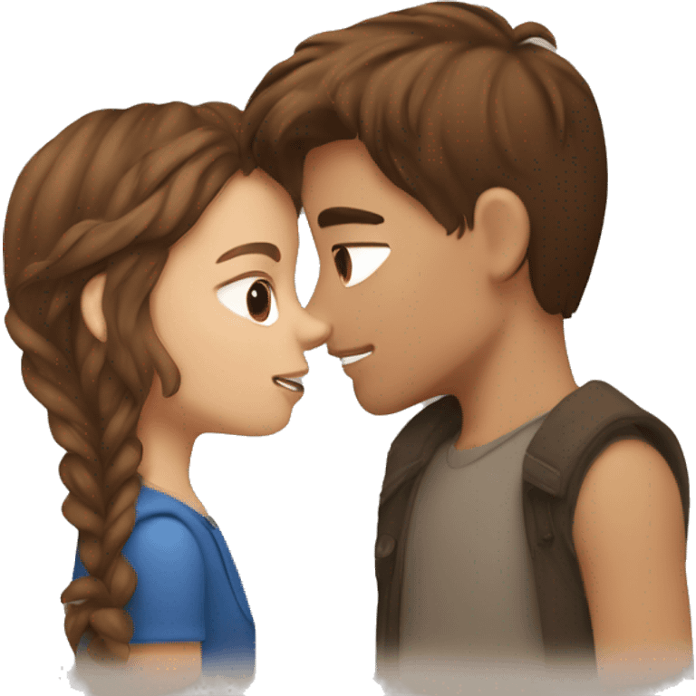 brown hair boy and brown hair girl kissing  emoji