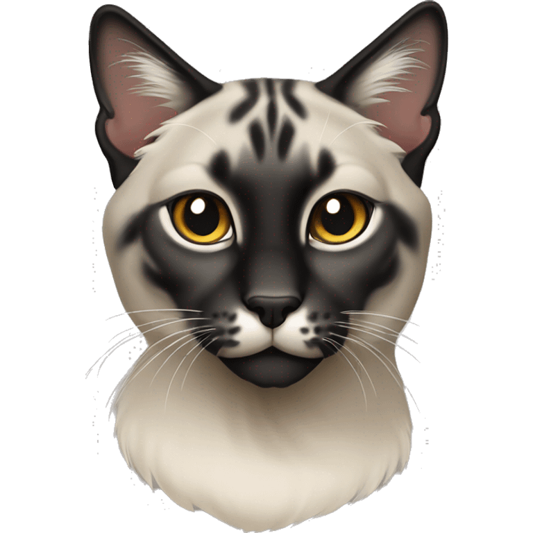 Lynx point sleek black cat emoji