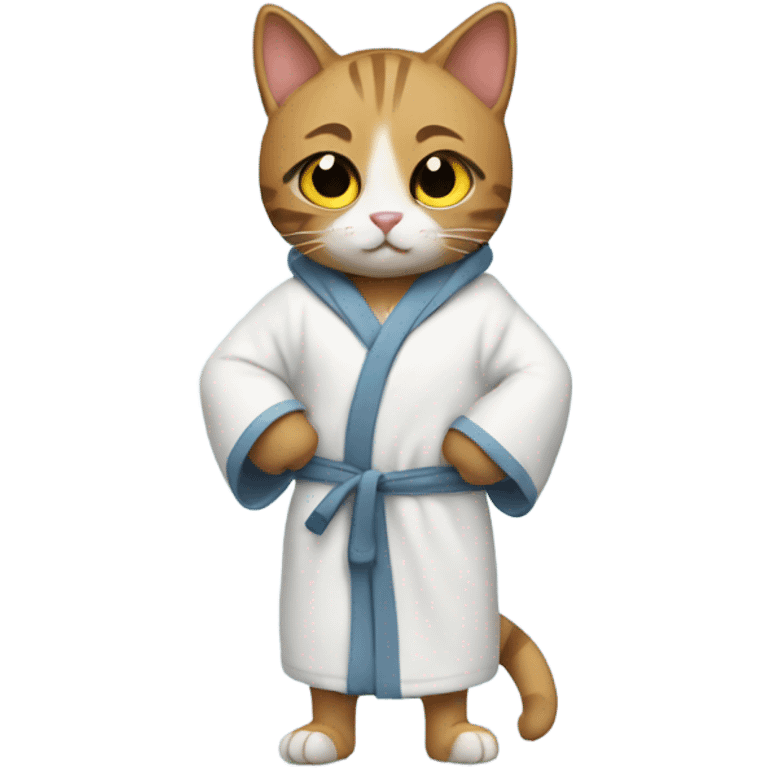 Cat in gym gear in an open robe emoji