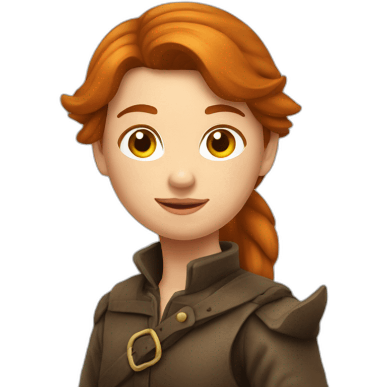 Fille rousse sur un cheval emoji