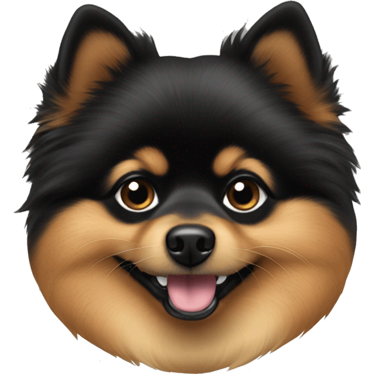 The muzzle of a small black and tan pomeranian emoji