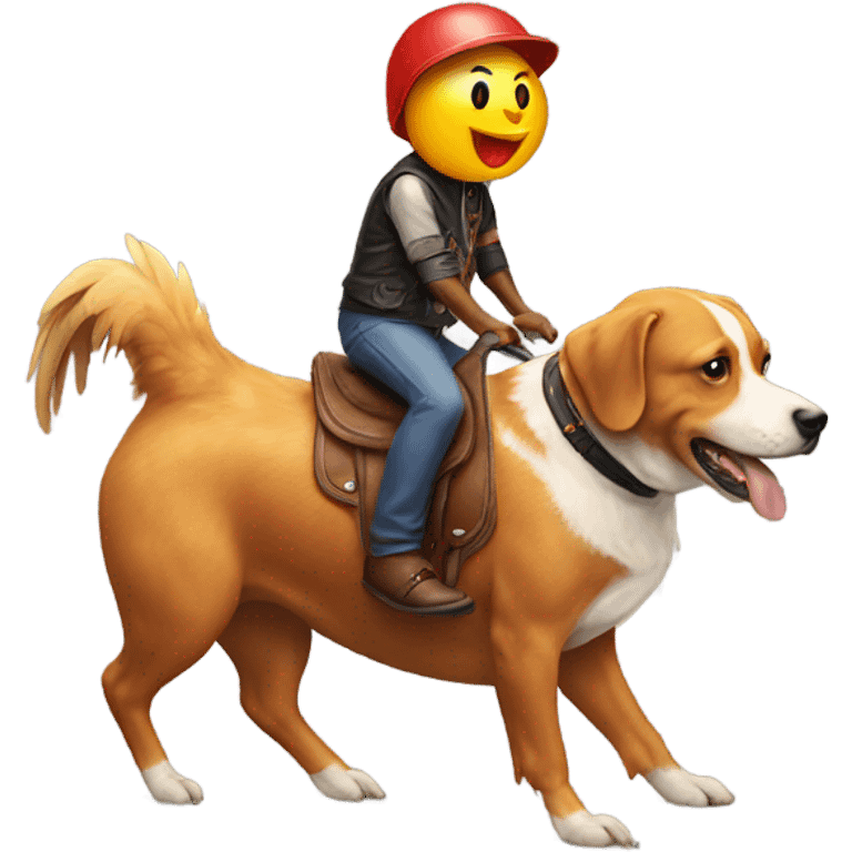 Chicken riding a dog  emoji