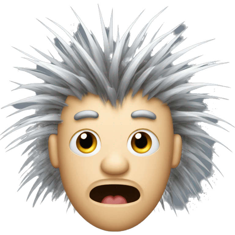 Porcupine man with star eyes looking shocked dizzy static hair emoji