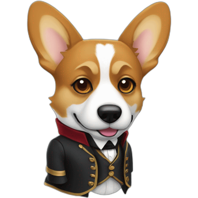 Corgi negro con traje de Sherlock holmes emoji