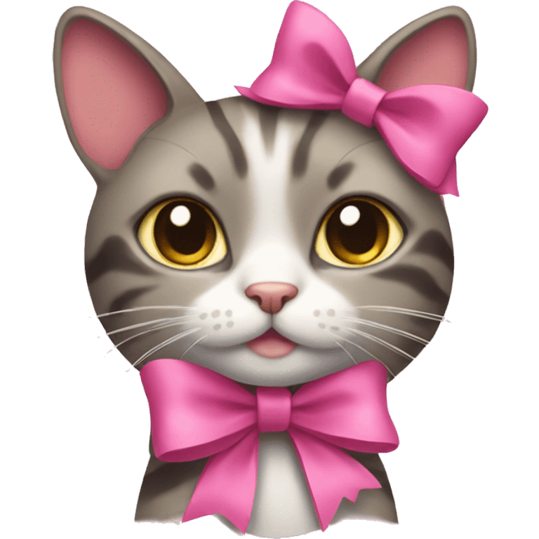 Cat with pink bow  emoji