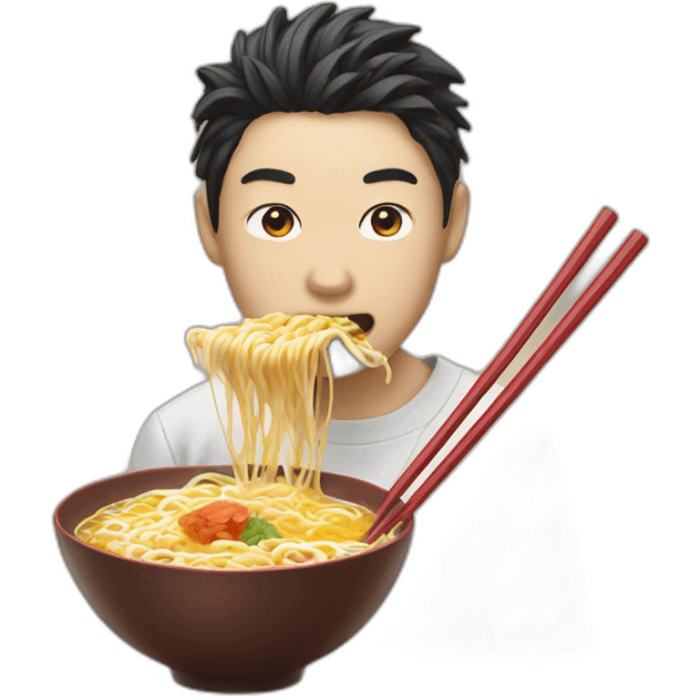 Japanese Shit with sunglacess eating ramen emoji