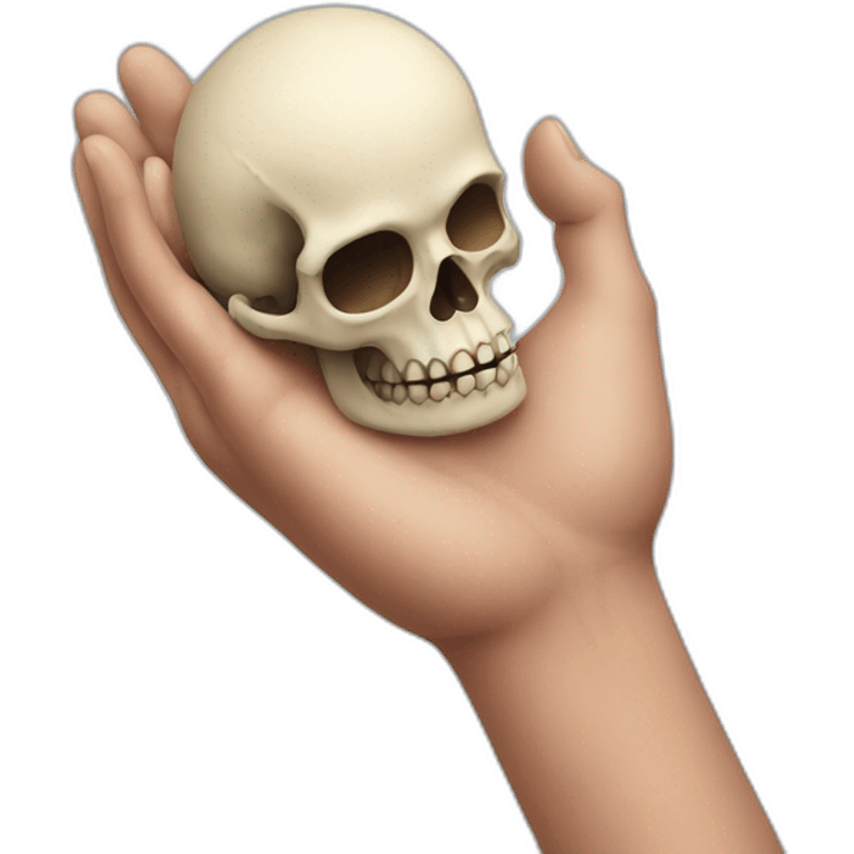 hand holding a skull emoji