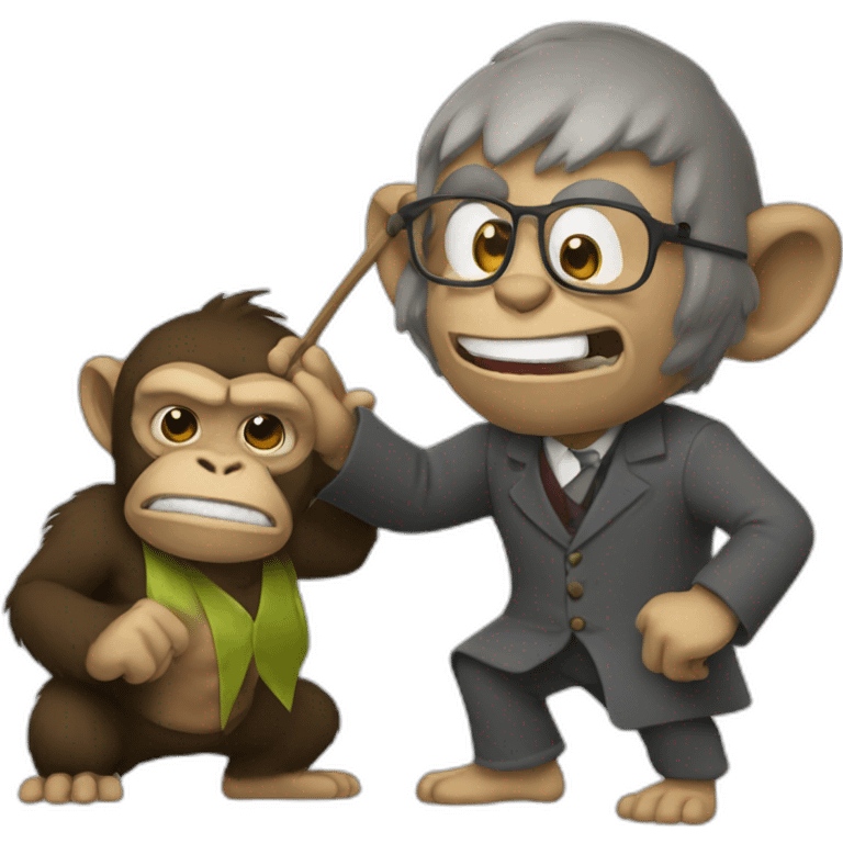 monkey professor beating a ogre emoji