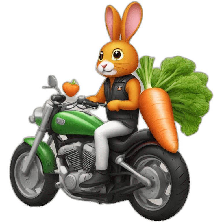 Motorcycle carrot with bunny emoji