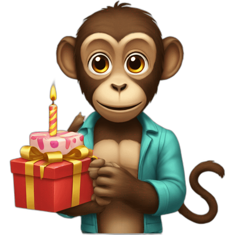 monkey and birthday emoji