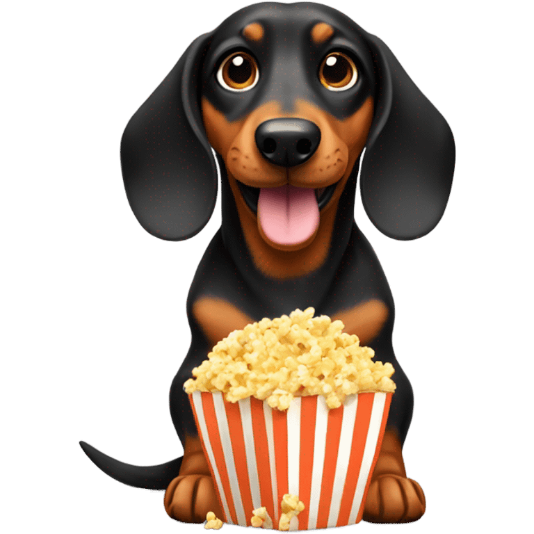 daschund with popcorn  emoji