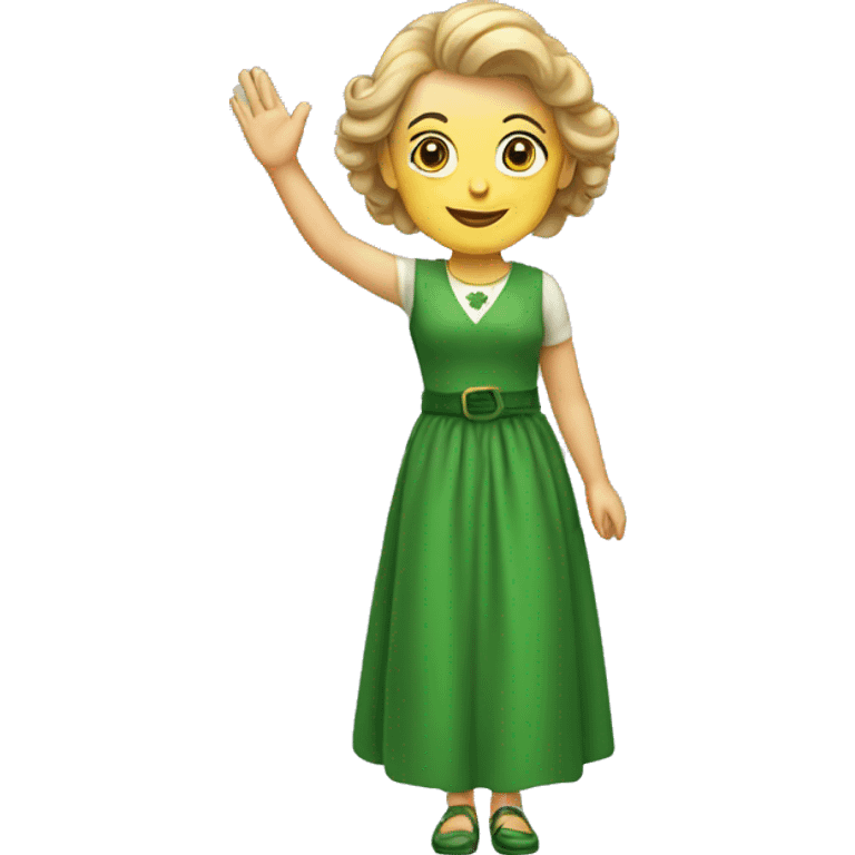 irish woman in dress waving emoji