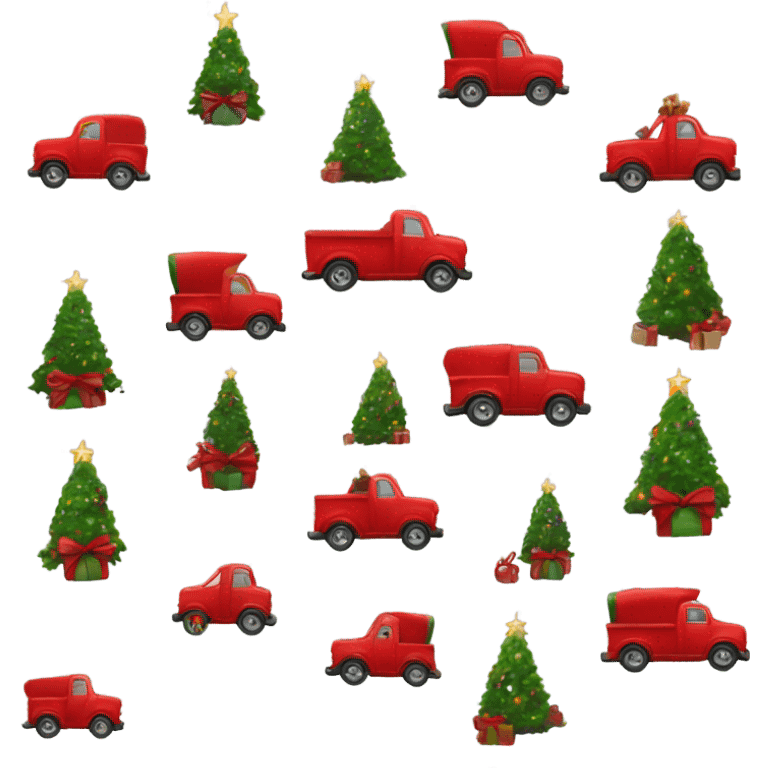 Red truck Christmas tree  emoji