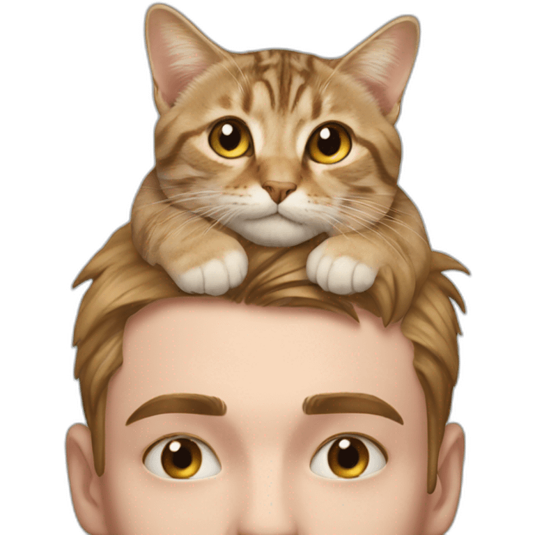 cat on young man head emoji