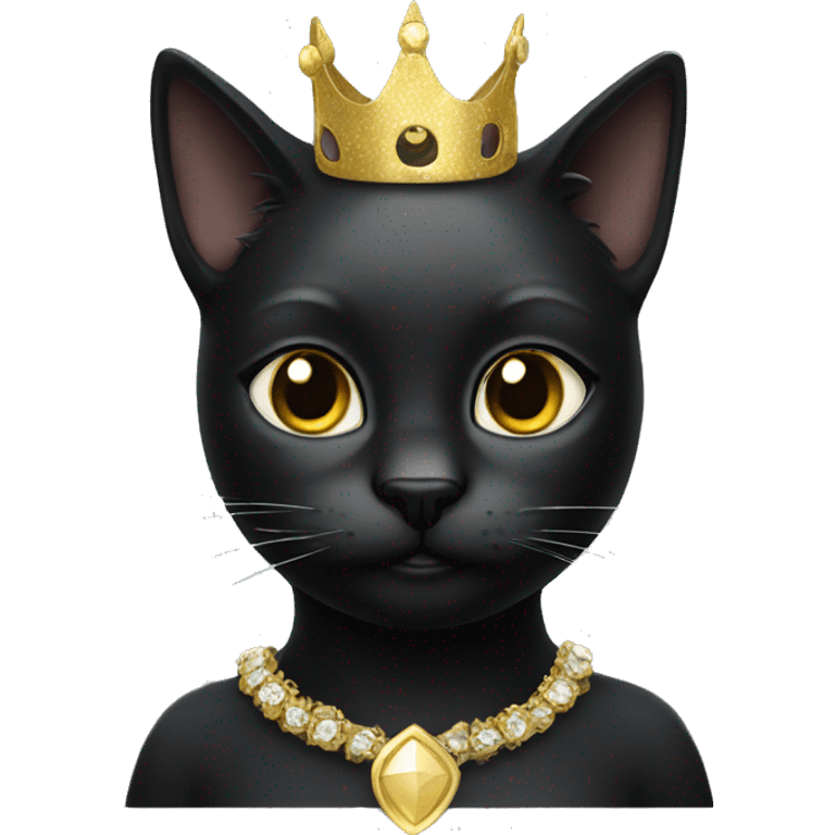 Black cat wearing golden tiara mask emoji