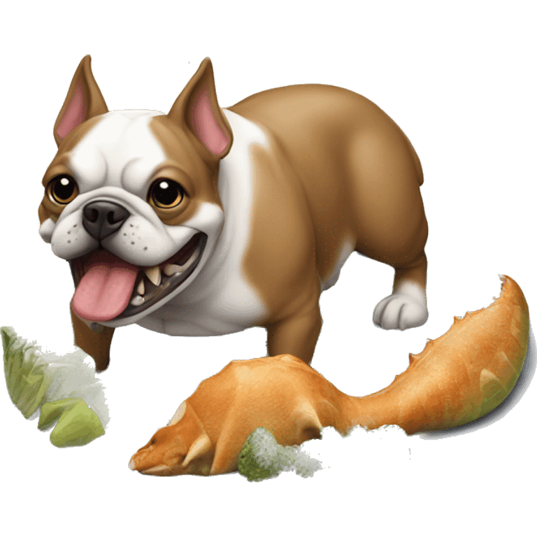 french buldog eating dinosaur emoji