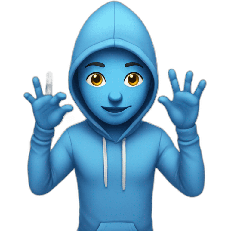 emoji blue Shiva with 6 hands in hoodie emoji