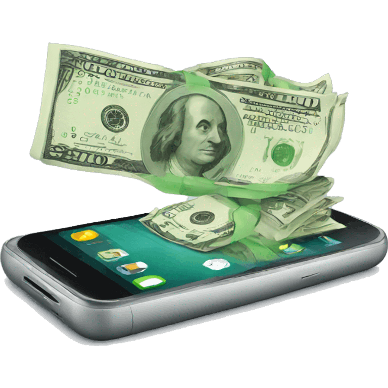 smartphone with money emoji