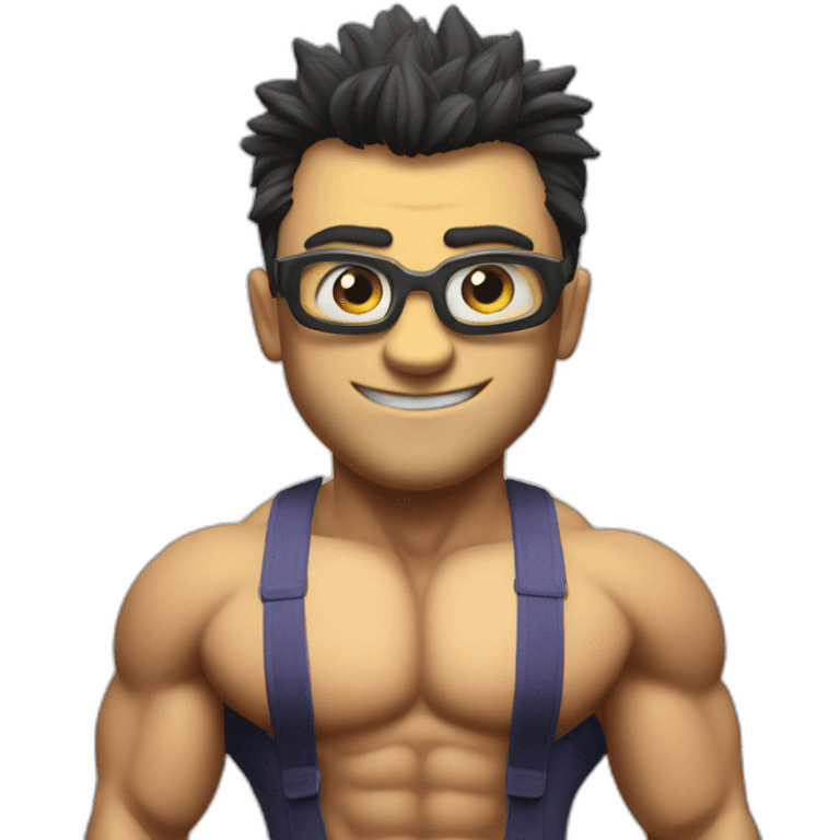 minion bodybuilder jock with the inscription "Misha" emoji