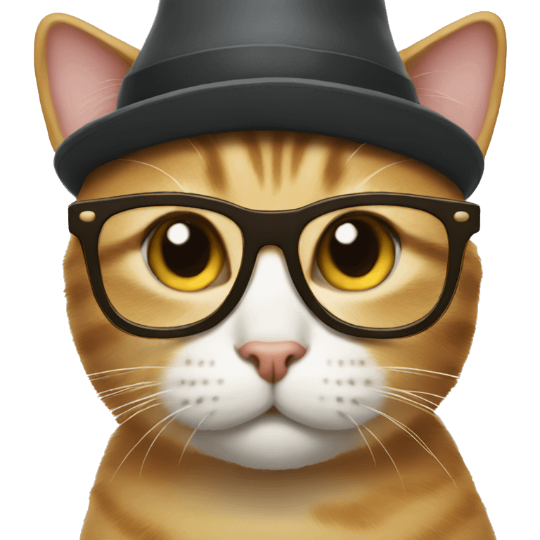 Cat wearing a hat and glasses emoji