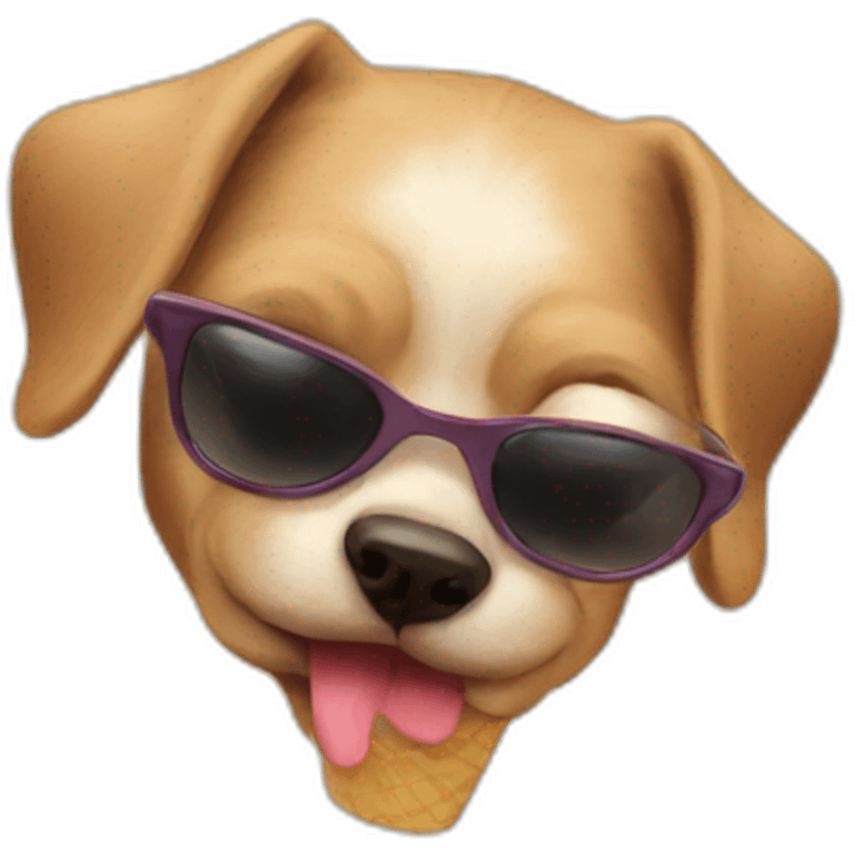 Dog eat ice cream with sun glasses  emoji