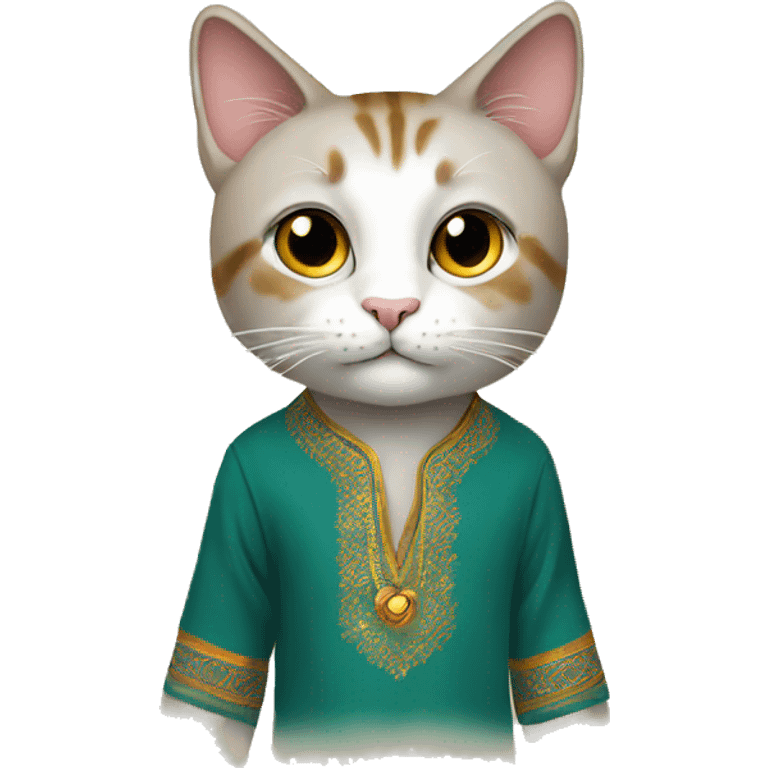 Cat wearing A KURTA PAIJMA  emoji