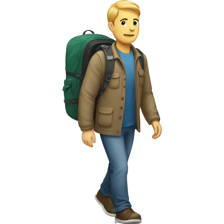 White man walking with backpack emoji