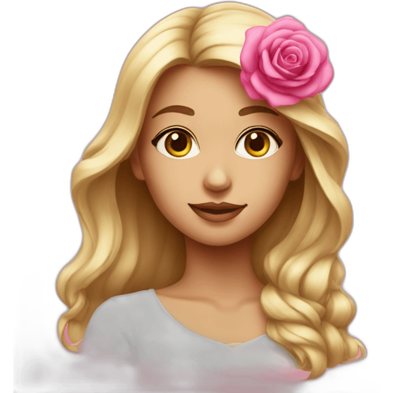 Girl with pink rose emoji