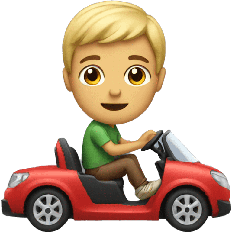 A boy riding a car emoji